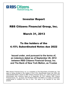Investor Report RBS Citizens Financial Group, Inc. March 31, 2013