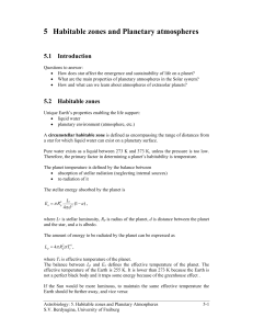 5 Habitable zones and Planetary atmospheres