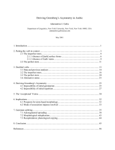 Deriving Greenberg`s Asymmetry in Arabic