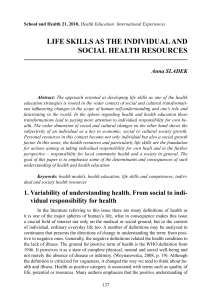 life skills as the individual and social health resources