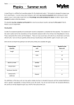 Physics – Summer work