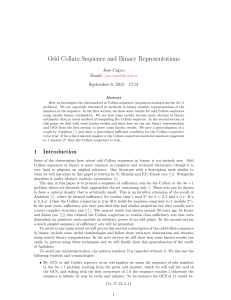 Odd Collatz Sequence and Binary Representations