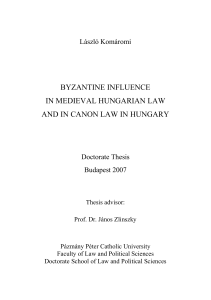 byzantine influence in medieval hungarian law and in canon law in