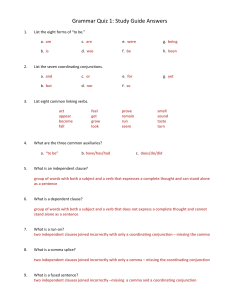 Grammar Quiz 1: Study Guide Answers