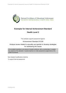 Exemplar for Internal Achievement Standard Health Level 2