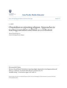 Orientalism in reporting religion: Approaches to