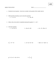 Algebra I Review Sheet: Name 1. Translate into an equation: 5 less