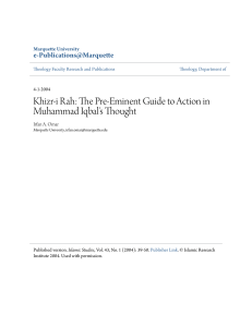 Khizr-i Rah: The Pre-Eminent Guide to Action in Muhammad Iqbal`s