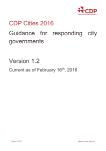 CDP Cities 2016 Guidance for responding city governments Version