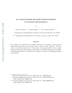 On Angles Whose Squared Trigonometric Functions are Rational