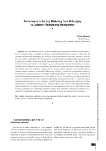 Performance in Service Marketing from Philosophy to Customer