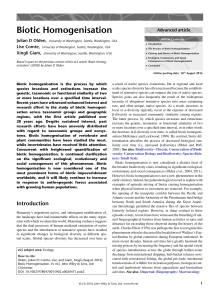 Research paper: Biotic Homogenisation
