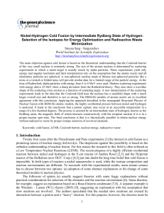 Nickel-Hydrogen Cold Fusion by Intermediate Rydberg State of