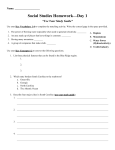 Social Studies Homework—Day 1 *Use Your Study Guide
