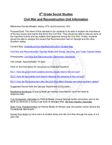 8 Grade Social Studies Civil War and Reconstruction Unit Information