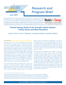 Trauma Among Youth in the Juvenile Justice System