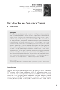 Pierre Bourdieu as a Post-cultural Theorist