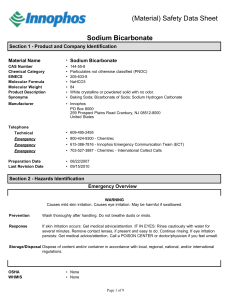 (Material) Safety Data Sheet Sodium Bicarbonate
