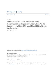 In Defense of the Clean Power Plan: Why Greenhouse Gas
