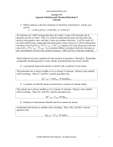 Lecture 11 - AP Chem Solutions