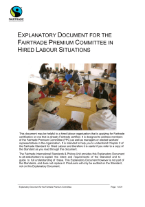 Explanatory Document for the Fairtrade Premium Committee