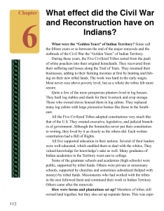 What effect did the Civil War and Reconstruction have on Indians?