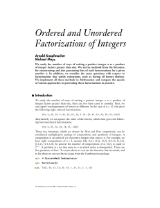 Ordered and Unordered Factorizations of Integers