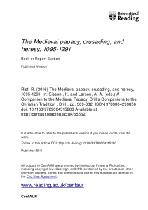 The Medieval papacy, crusading, and heresy, 1095-1291