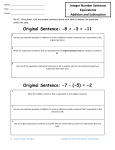 Equivalent Number Sentences using Integers