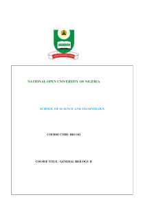 BIO102 - National Open University of Nigeria