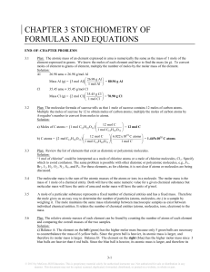 CHAPTER 3 STOICHIOMETRY OF FORMULAS AND EQUATIONS