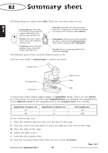 Y8_Cells_Summary - Ralph Thoresby School