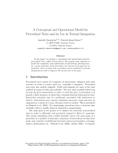 A Formal Model for Procedural Texts and its Use in Textual Integration