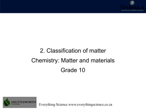 2. Classification of matter Chemistry: Matter and