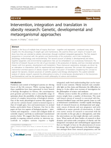 Intervention, integration and translation in obesity research: Genetic