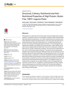 Structural, Culinary, Nutritional and Anti-Nutritional