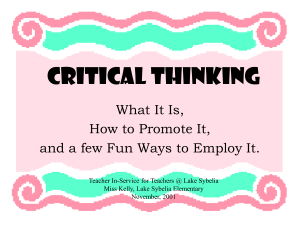 Critical Thinking - OCPS TeacherPress