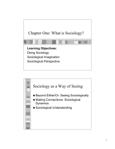 Chapter One: What is Sociology? Sociology as a Way of Seeing