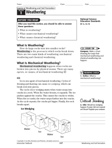 Chapter 10 Weathering and Soil Formation