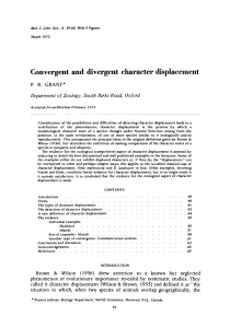 Convergent and divergent character displacement