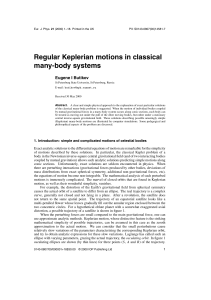 Regular Keplerian motions in classical many-body