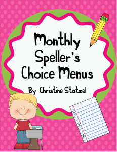 Monthly Spelling Ideas