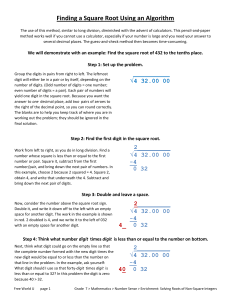 Finding a Square Root Using an Algorithm