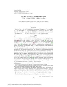 ON THE NUMBER OF ZERO-PATTERNS OF A SEQUENCE OF