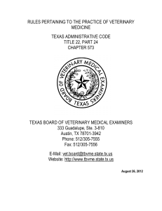 rules pertaining to the practice of veterinary medicine texas