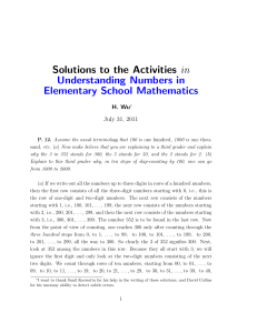 Solutions to the Activities in Understanding Numbers in Elementary