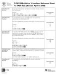 TI-30XS MultiView™ Calculator Reference Sheet for TASC