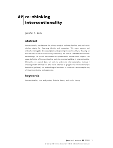 Nash, Jennifer C. 2008. "Re-thinking intersectionality."