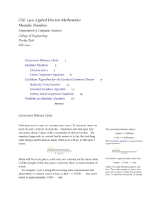 Modular Numbers - Department of Computer Sciences