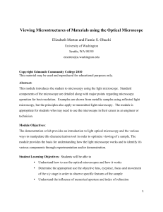 Viewing Microstructures of Materials using the Optical Microscope